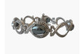 Antique Art Deco 800 Silver & Marcasite Bracelet with Hematite Cabochons