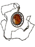 Vintage Baltic Amber 835 Silver Filigree Pendant Necklace With 900 Silver Chain