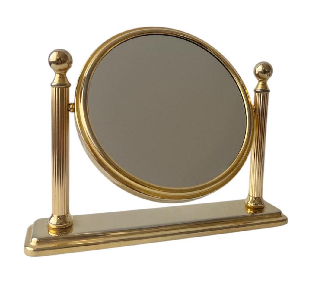 Vintage Italian Brass Vanity Mirror Two-Sided Magnifying 1950s