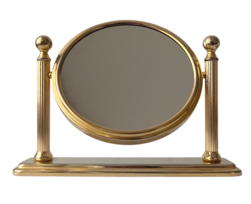 Vintage Italian Brass Vanity Mirror Two-Sided Magnifying 1950s
