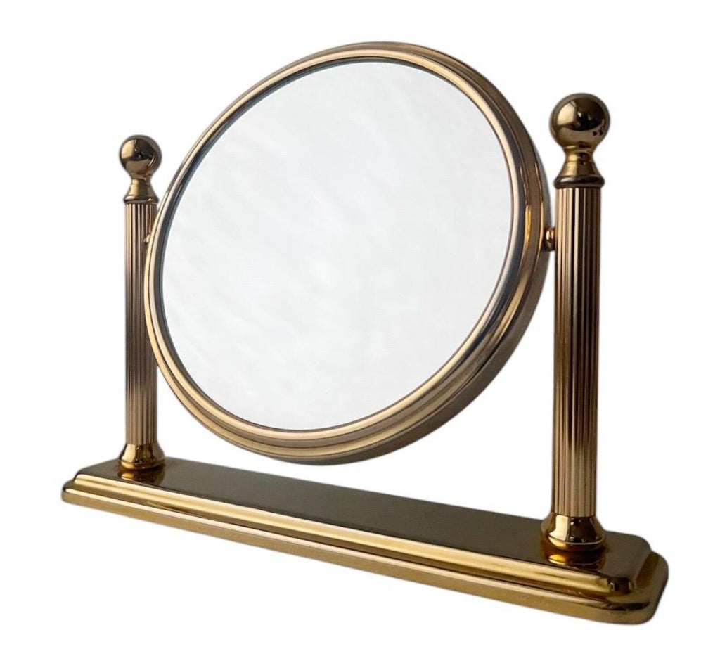 Vintage Italian Brass Vanity Mirror Two-Sided Magnifying 1950s