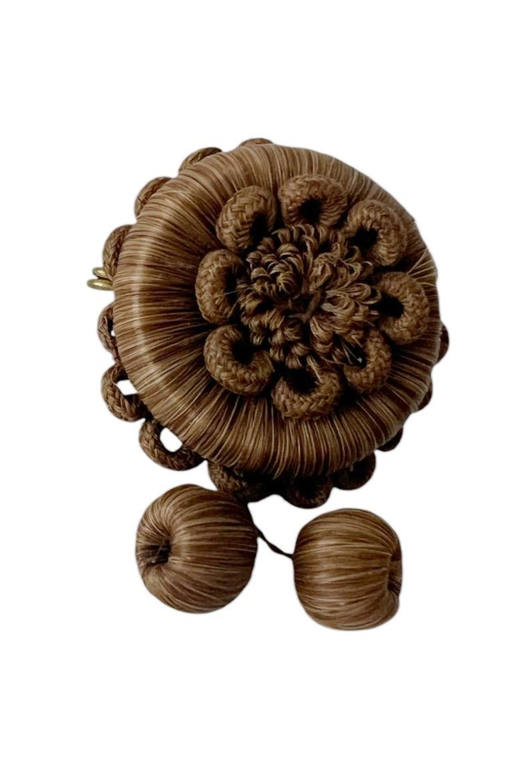 Antique Victorian Hairwork Brooch. Intricate Mourning Jewelry Keepsake