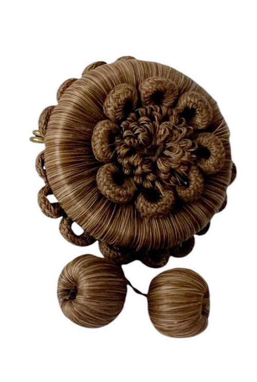 Antique Victorian Hairwork Brooch. Intricate Mourning Jewelry Keepsake