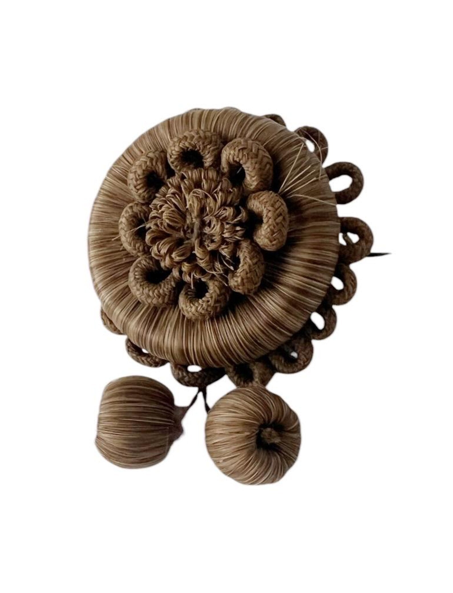 Antique Victorian Hairwork Brooch. Intricate Mourning Jewelry Keepsake