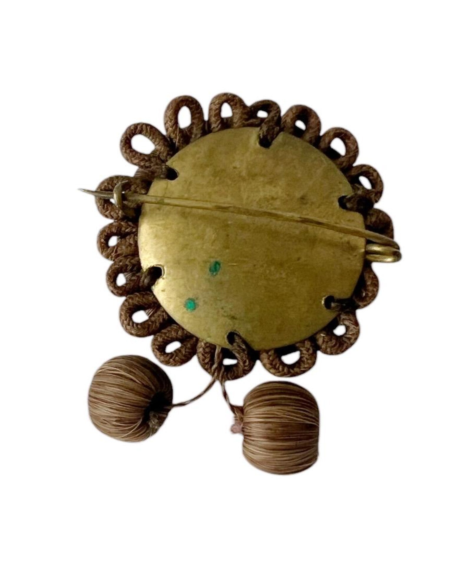 Antique Victorian Hairwork Brooch. Intricate Mourning Jewelry Keepsake