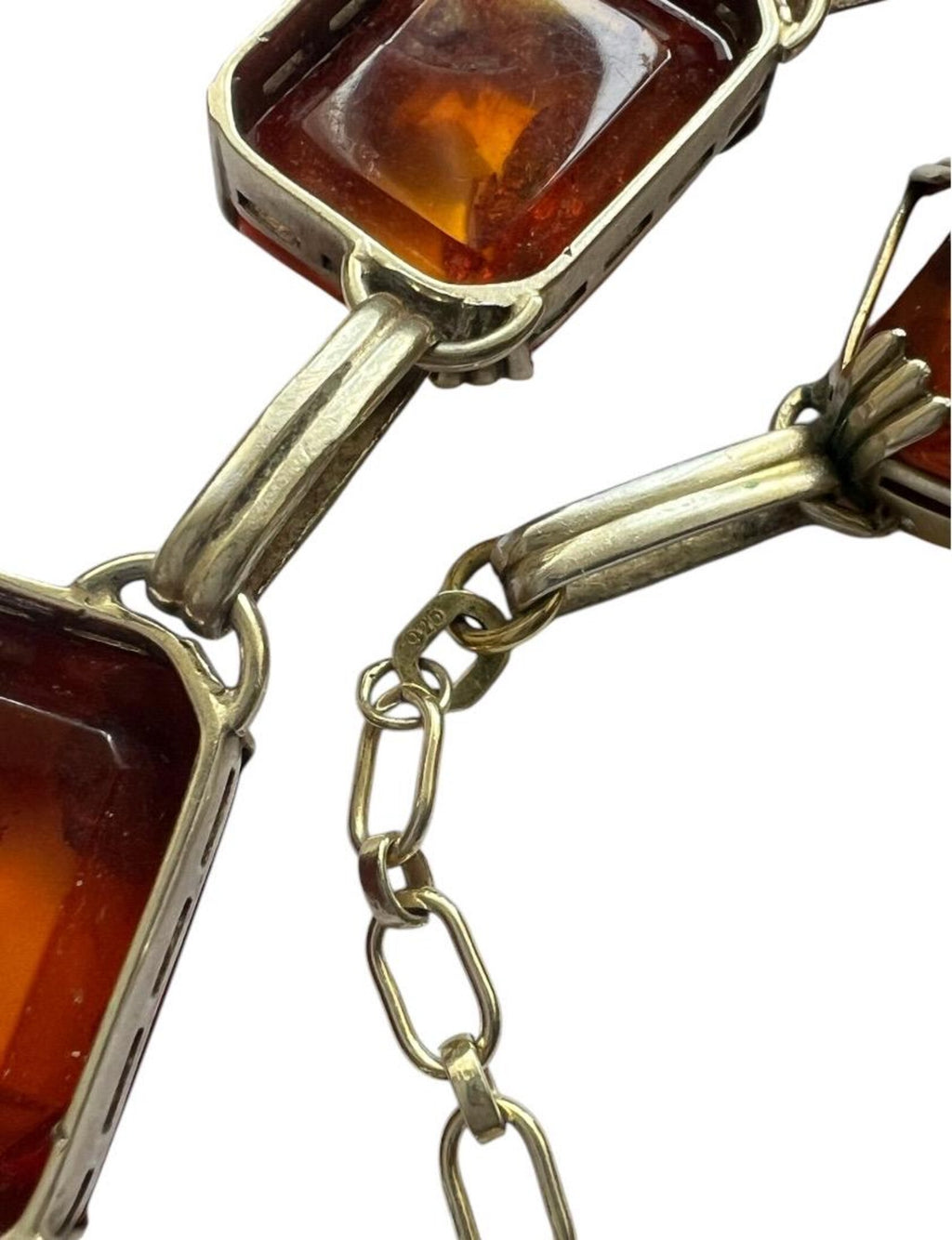 Vintage Baltic Amber Necklace Silver Gold Plated Statement Jewellery