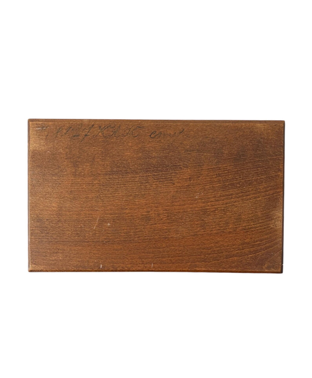 Antique Wooden Shaving Box with Tilting Mirror & Brass Clover Mounts