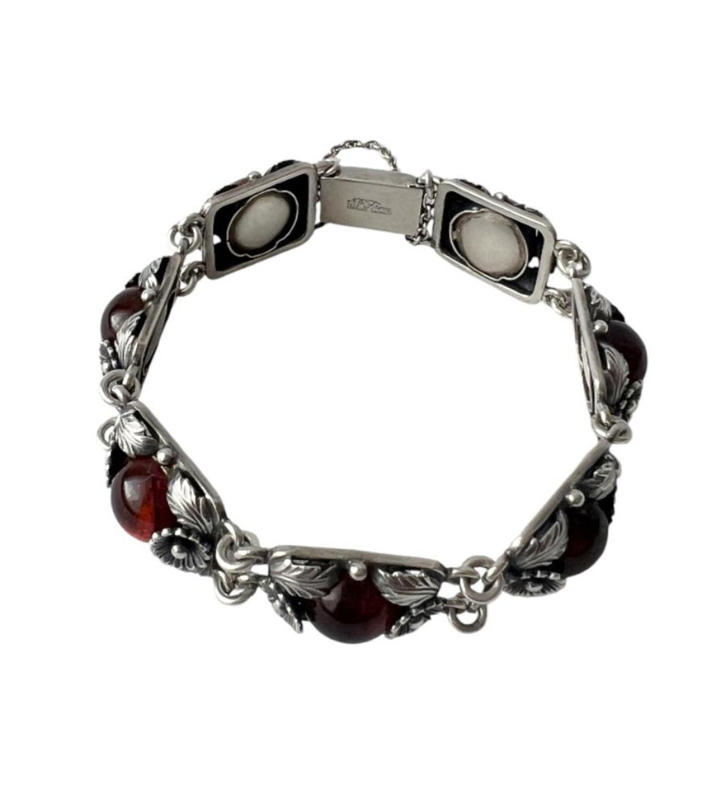 Vintage Baltic Amber Bracelet, Daisy Design, Sterling Silver, Danish Modernist, Niels Erik From