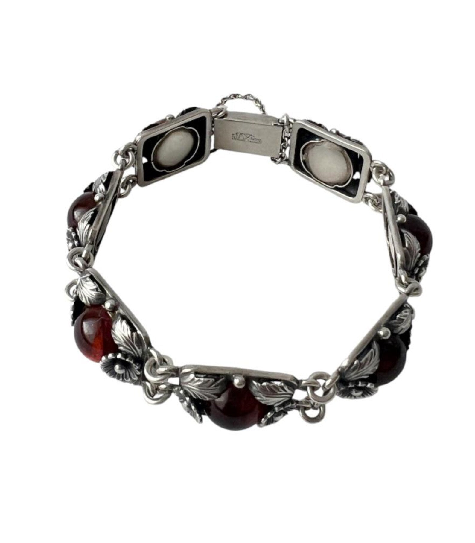 Vintage Baltic Amber Bracelet, Daisy Design, Sterling Silver, Danish Modernist, Niels Erik From