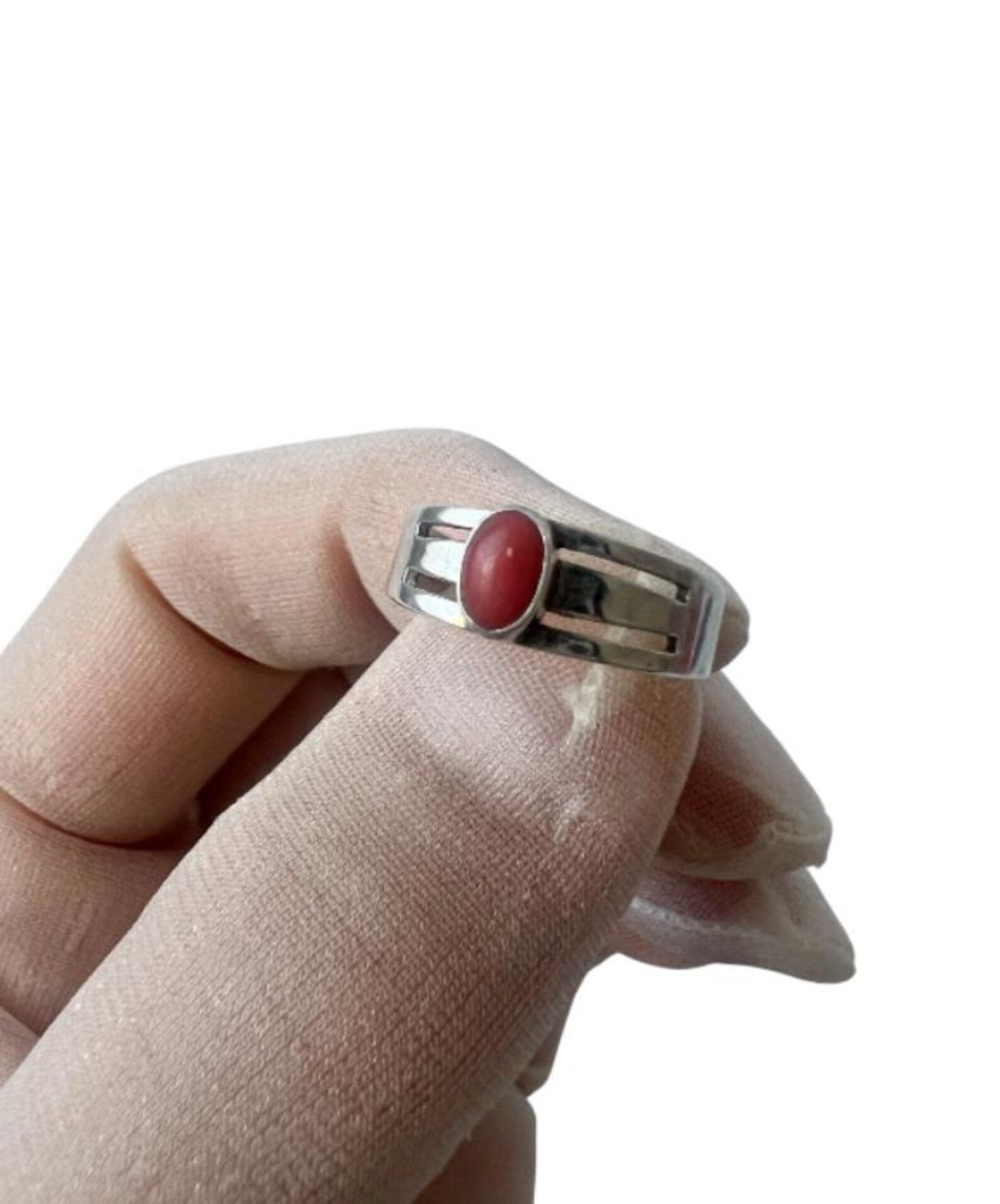 Vintage 835 Silver Coral Ring UK size L 1/2