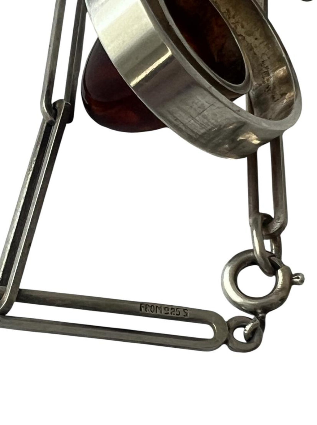 Vintage Baltic Amber Pendant Necklace, Sterling Silver, Danish Modernist, Niels Erik From