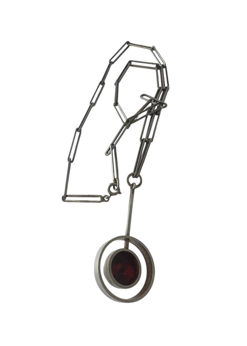 Vintage Baltic Amber Pendant Necklace, Sterling Silver, Danish Modernist, Niels Erik From