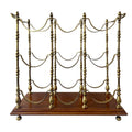 Hollywood Regency Brass & Wood Wine Rack.