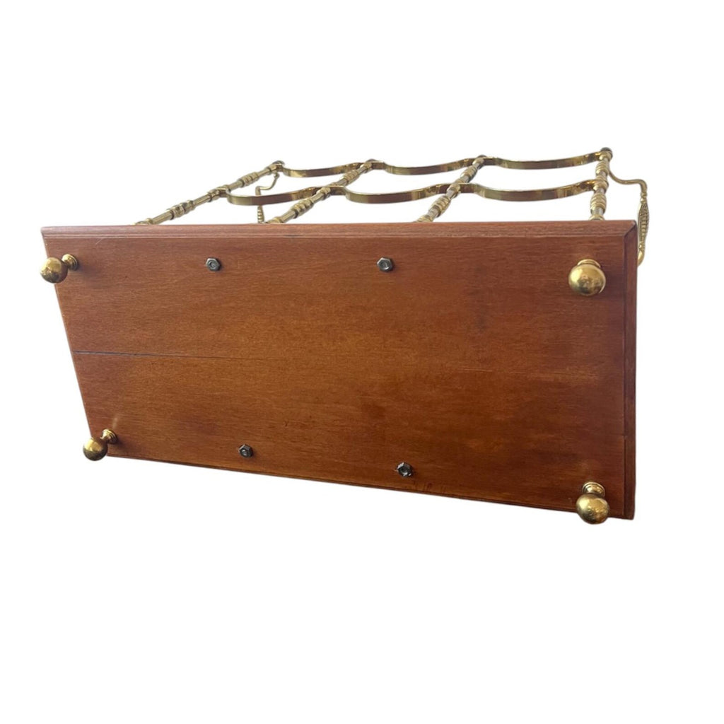 Hollywood Regency Brass & Wood Wine Rack.