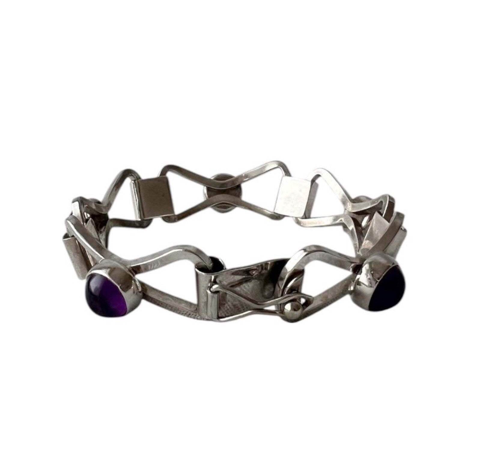 Vintage Modernist Silver & Amethyst Bracelet by Katja Lührs (KLS), Lübeck