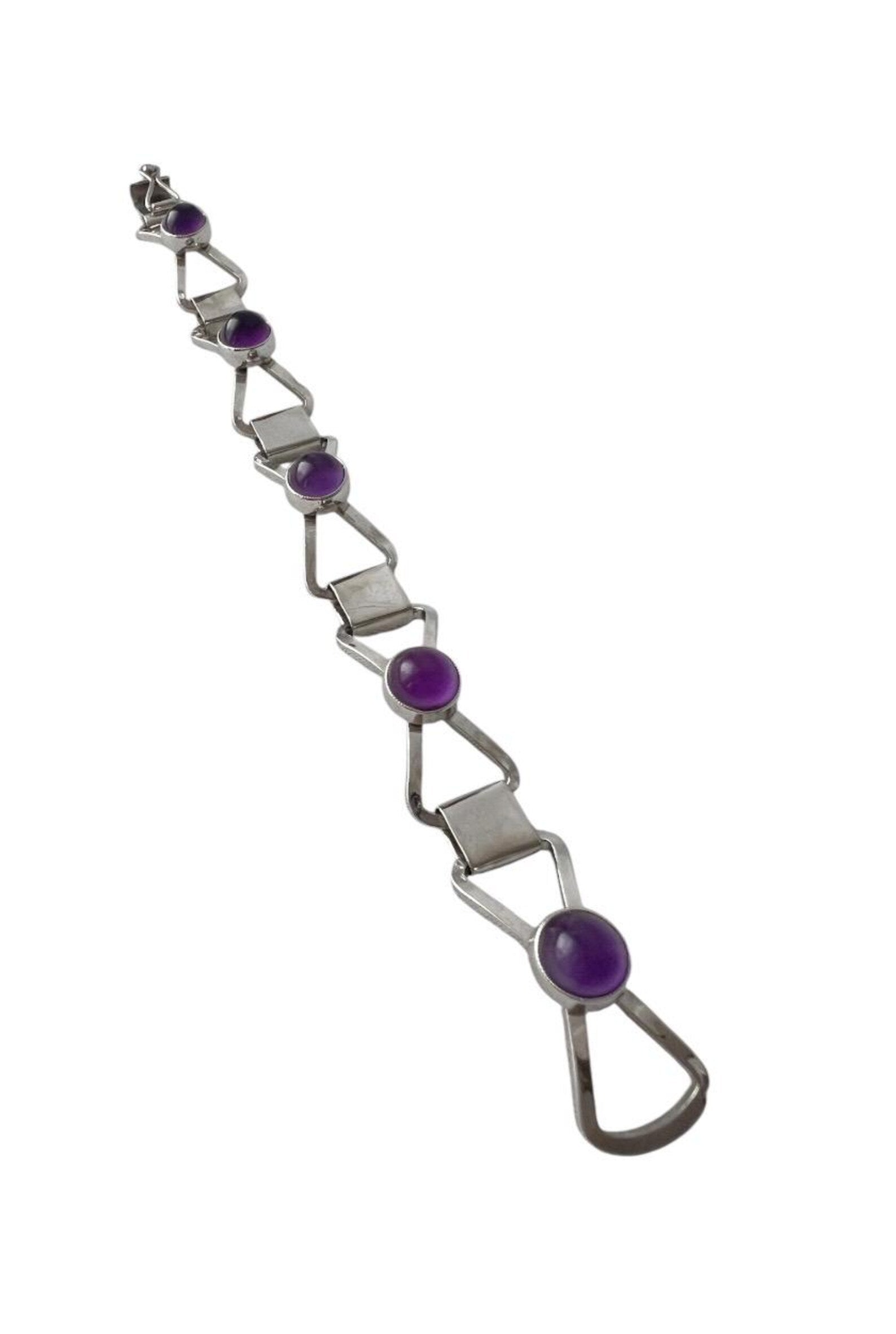 Vintage Modernist Silver & Amethyst Bracelet by Katja Lührs (KLS), Lübeck
