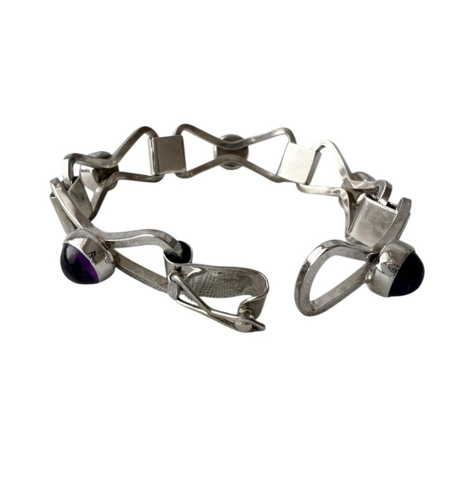 Vintage Modernist Silver & Amethyst Bracelet by Katja Lührs (KLS), Lübeck