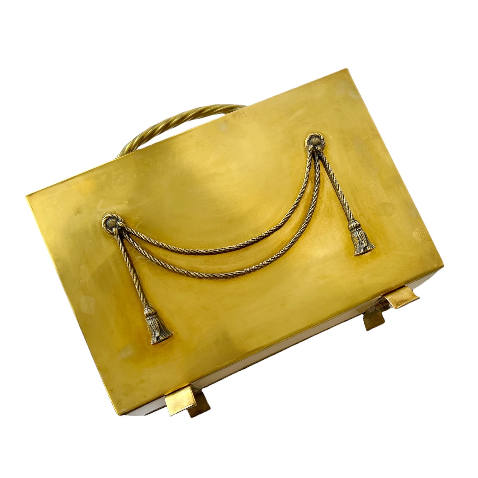 Vintage Peerage Brass Magazine Holder, Art Deco Neoclassical Design, English 1940s