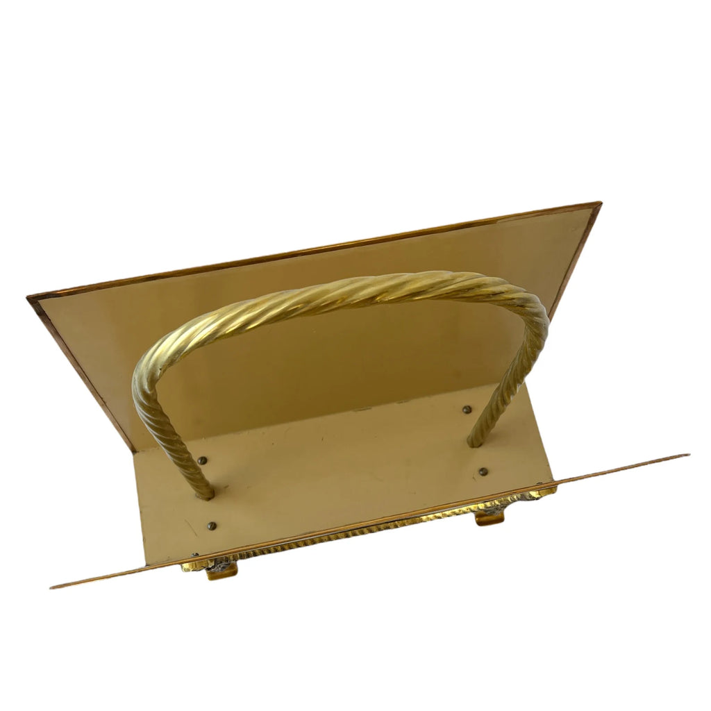 Vintage Peerage Brass Magazine Holder, Art Deco Neoclassical Design, English 1940s