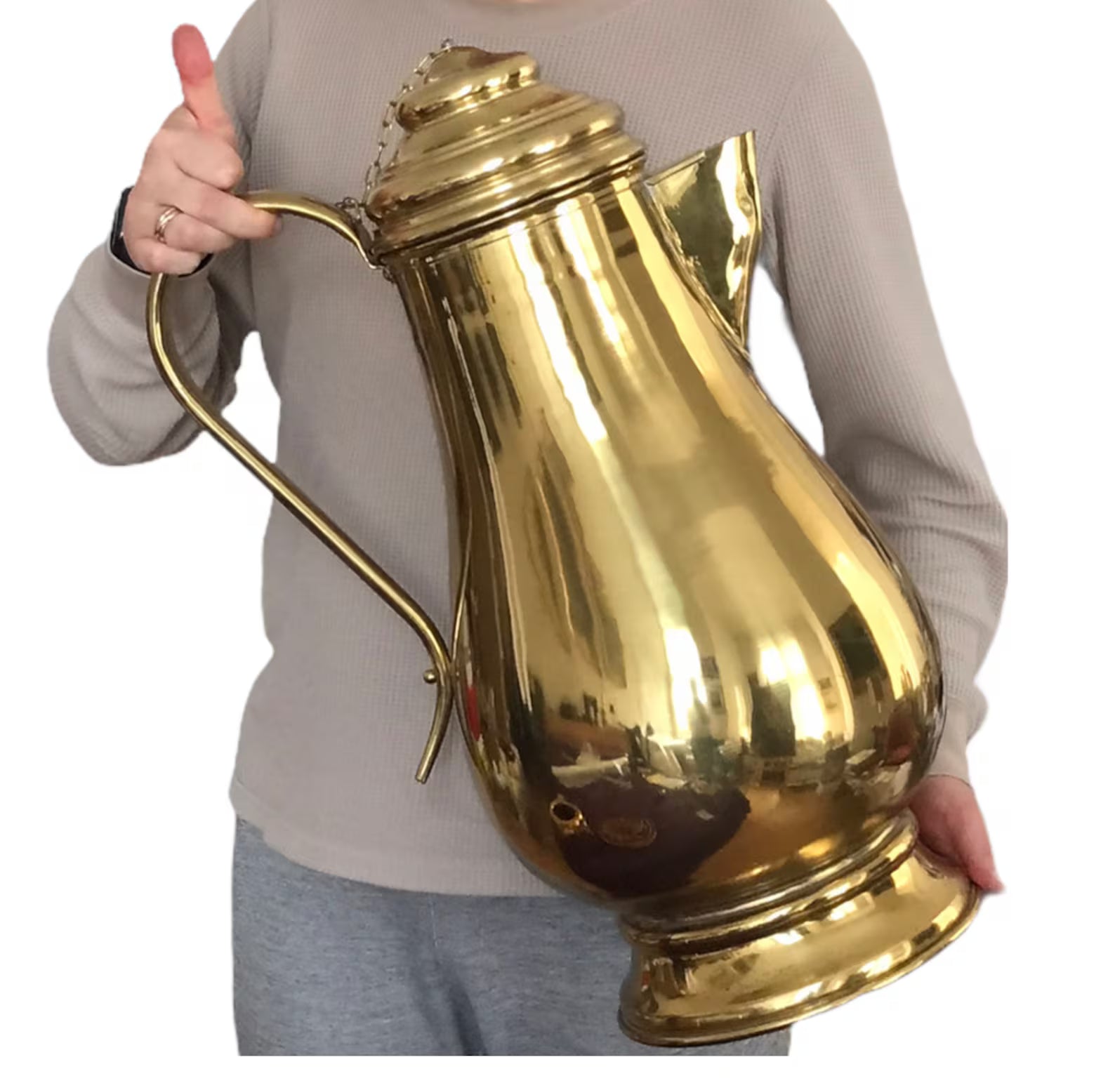 Vintage Oversized Brass Jug – XL Display Pot for Interiors