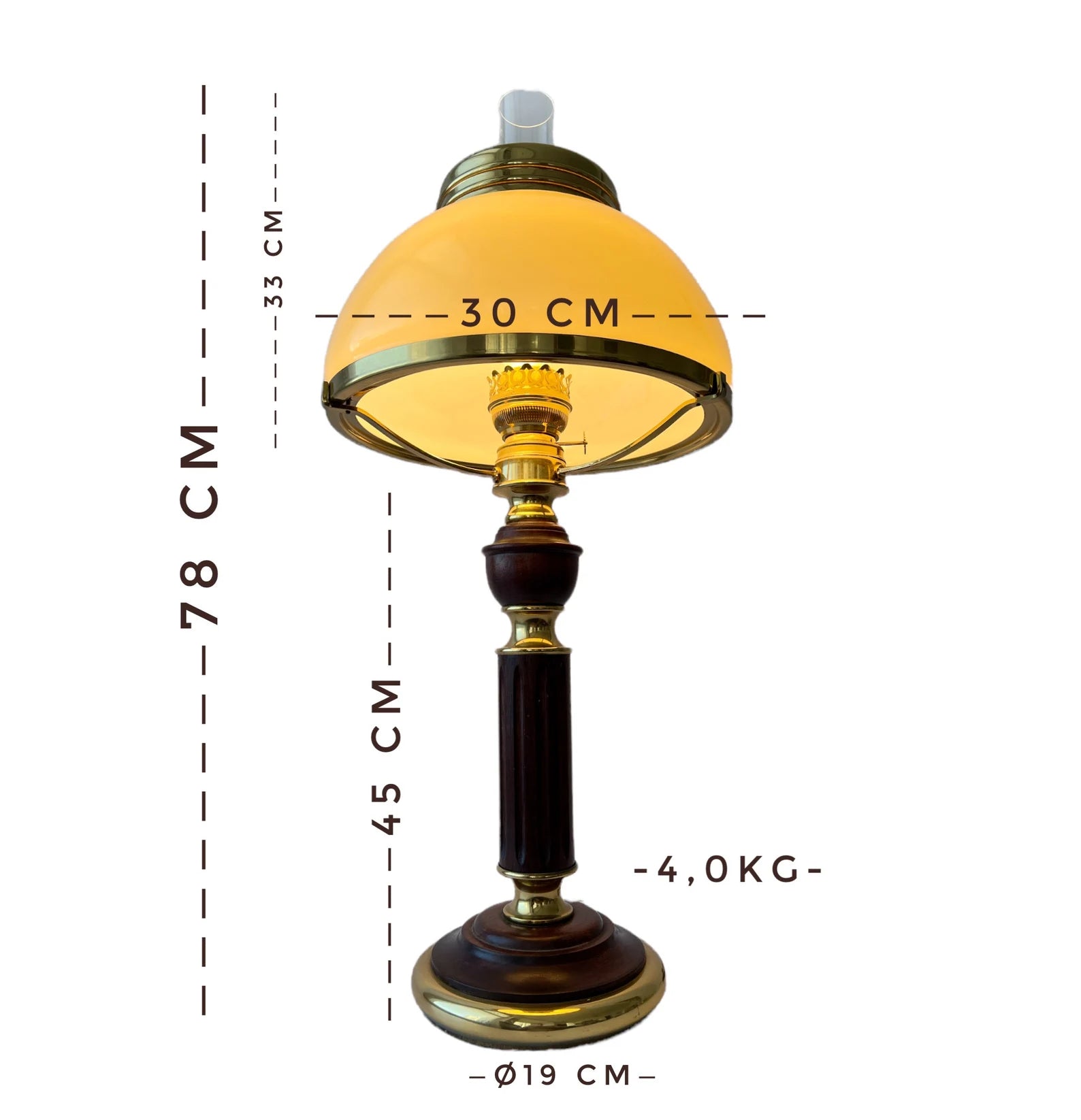 Vintage Kosmos Brenner Brass & Wood Table Lamp - German Oil-Style Desk Lamp