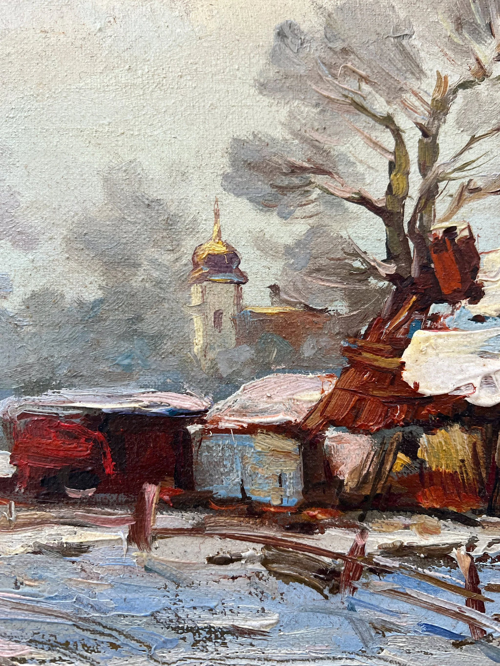 Oil Painting: Latvian Winter Landscape, Framed, Signed: Yuriya Kurako