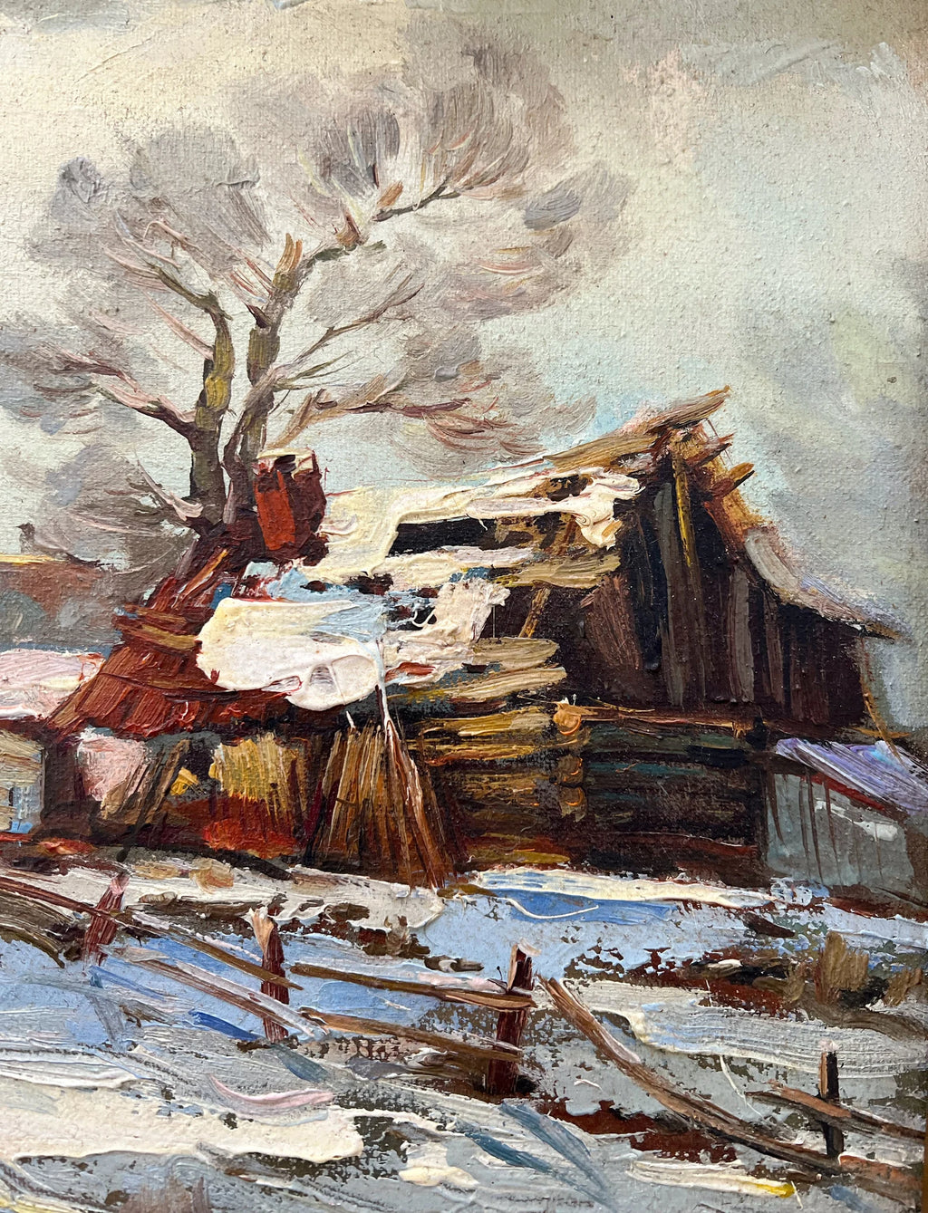 Oil Painting: Latvian Winter Landscape, Framed, Signed: Yuriya Kurako