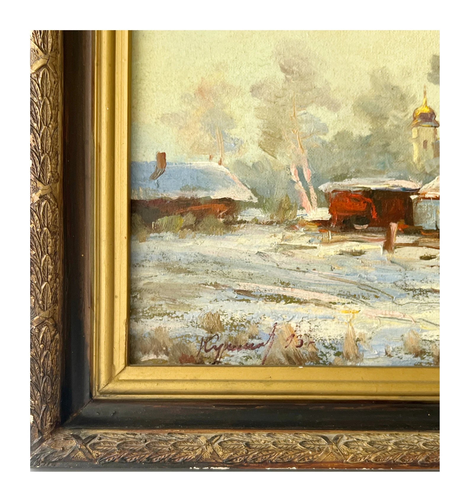 Oil Painting: Latvian Winter Landscape, Framed, Signed: Yuriya Kurako