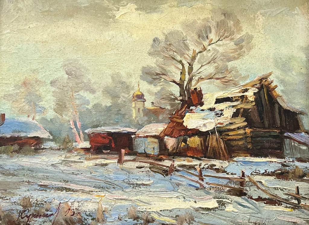 Oil Painting: Latvian Winter Landscape, Framed, Signed: Yuriya Kurako