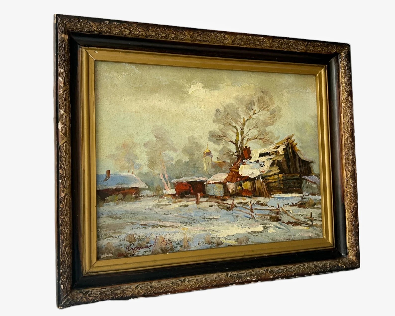 Oil Painting: Latvian Winter Landscape, Framed, Signed: Yuriya Kurako
