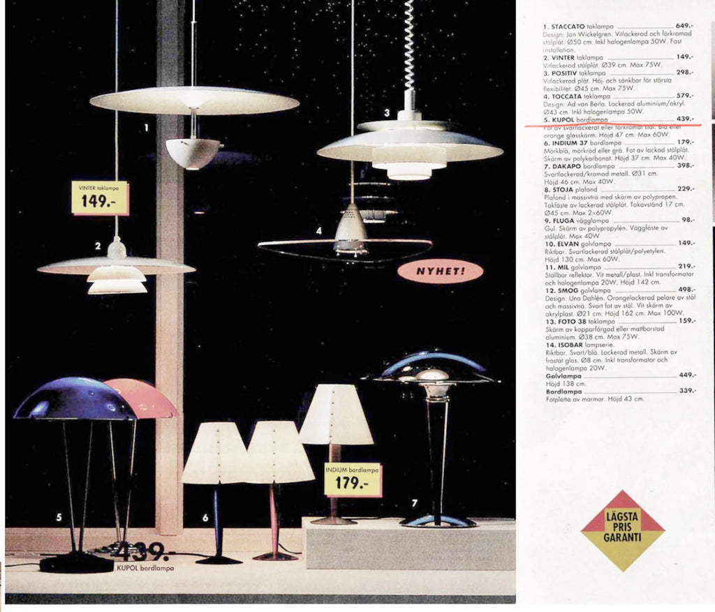 Vintage Pair of IKEA Kupol Lamps: Orange Mushroom Glass, Chrome Base.