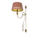 Vintage Brass Adjustable Wall Lamp with Pink Velvet Shade – Mid-Century Hollywood Regency Light