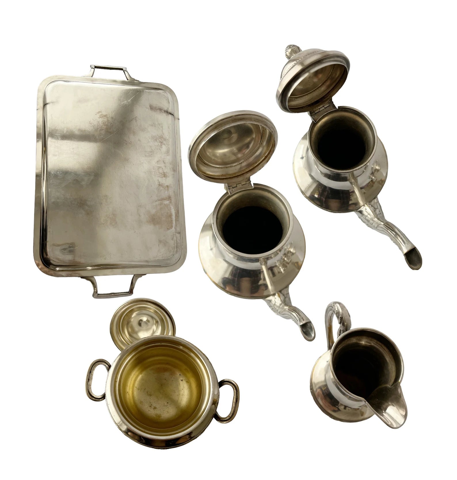 Antique Silver-Plated 5-Piece Tea & Coffee Set, French Regency Style (Circa 1910–1920s)