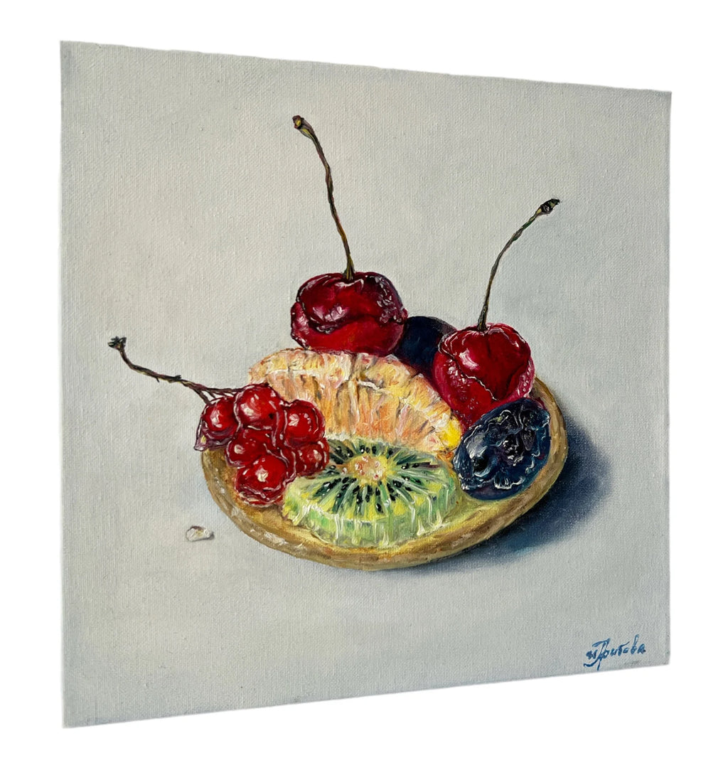 Original oil Painting on Canvas, titled “Fruit Tart”.