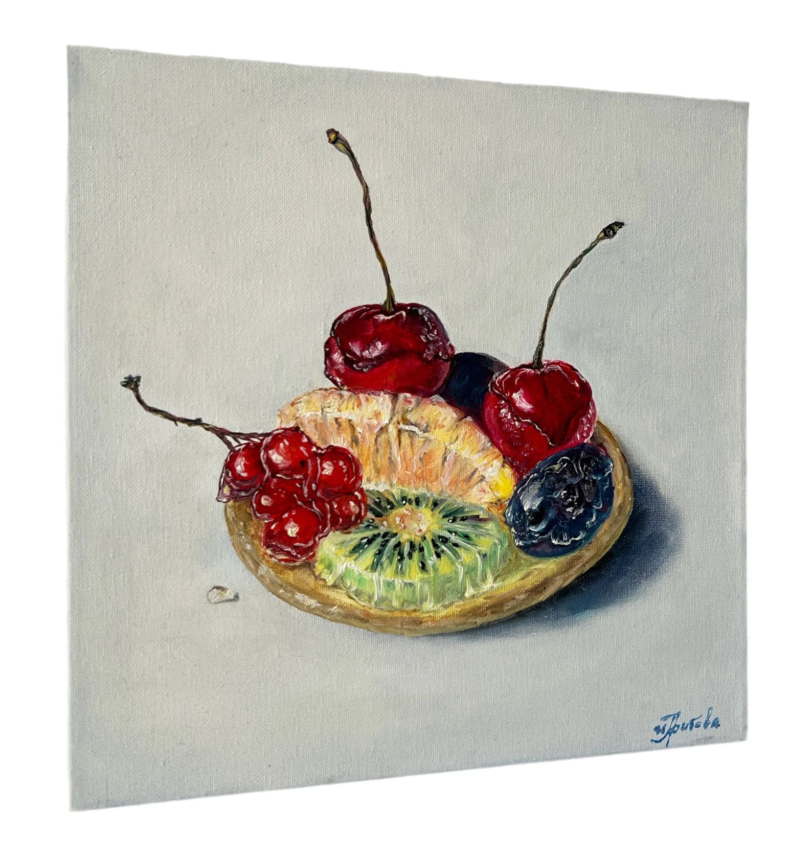 Original oil Painting on Canvas, titled “Fruit Tart”.