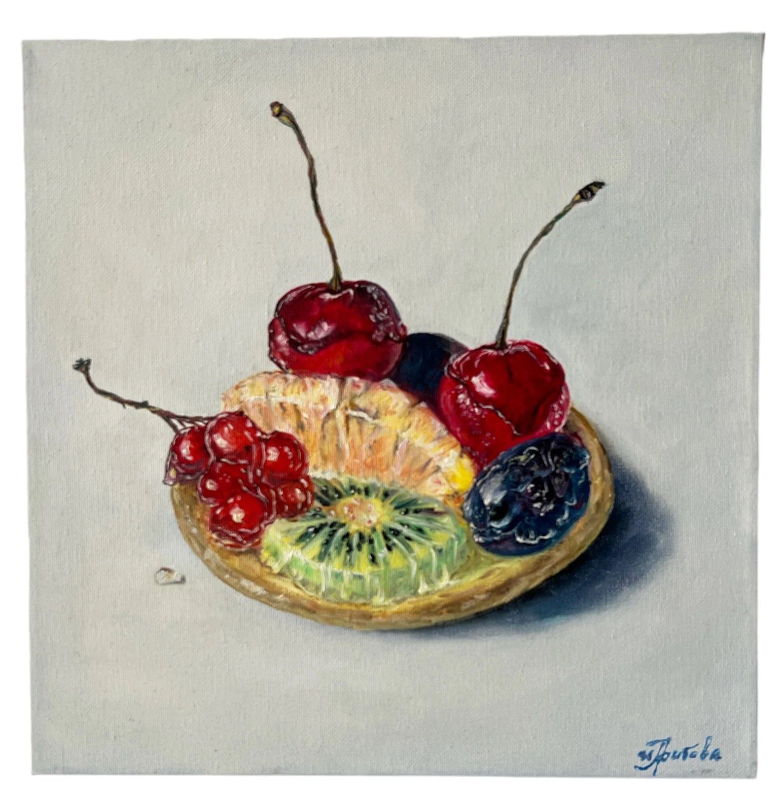 Original oil Painting on Canvas, titled “Fruit Tart”.