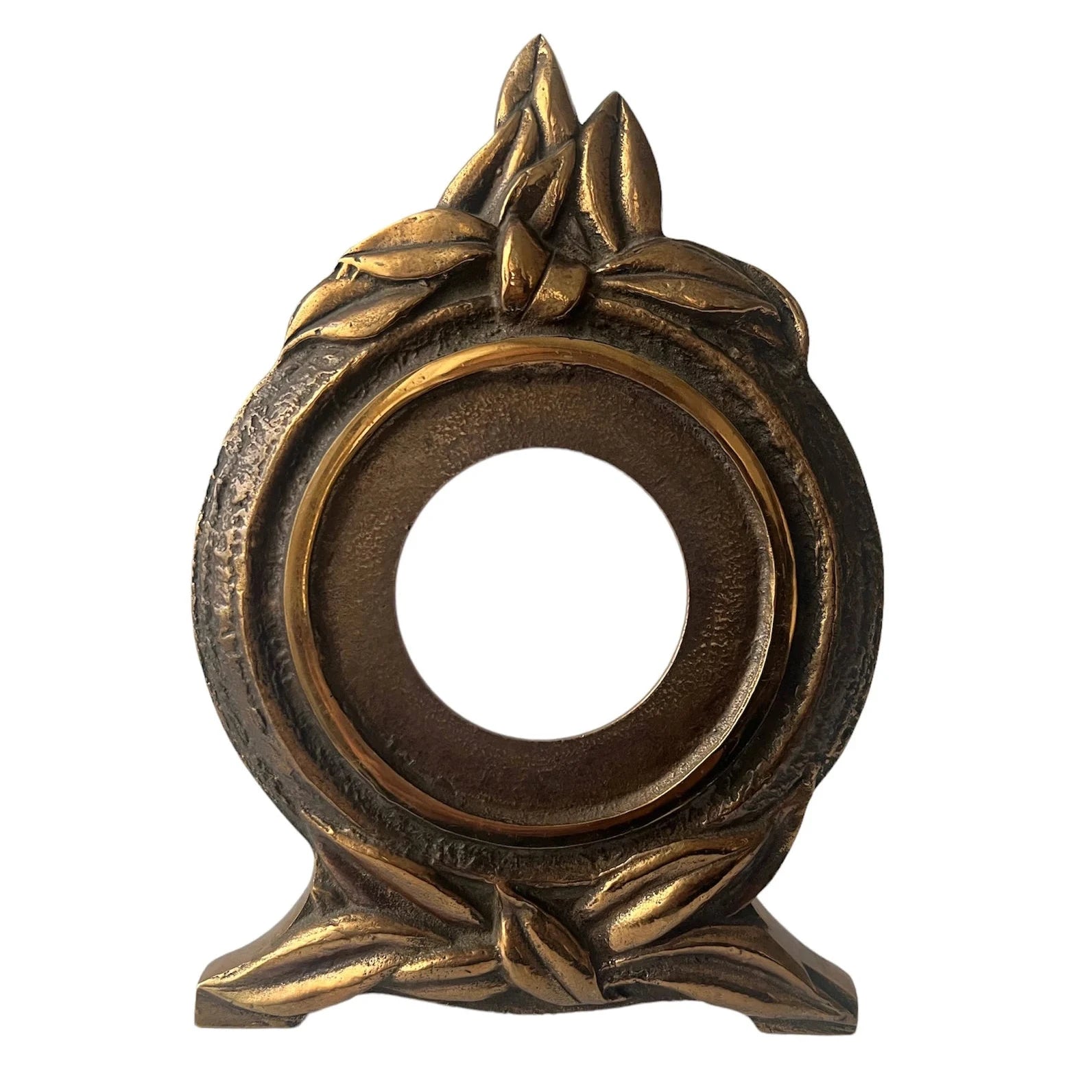 Art Nouveau Jugendstil Mantel Case, Sculptural Leaf Frame, Early 20th Century
