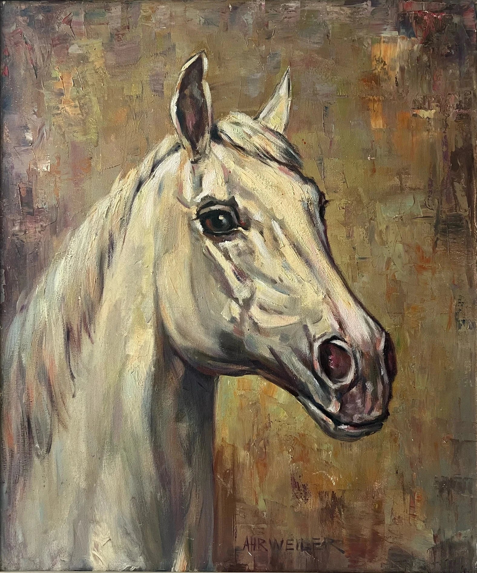 Mid-Century Horse Oil Painting by Willy P. Ahrweiler (1905–1987), Signed, Framed