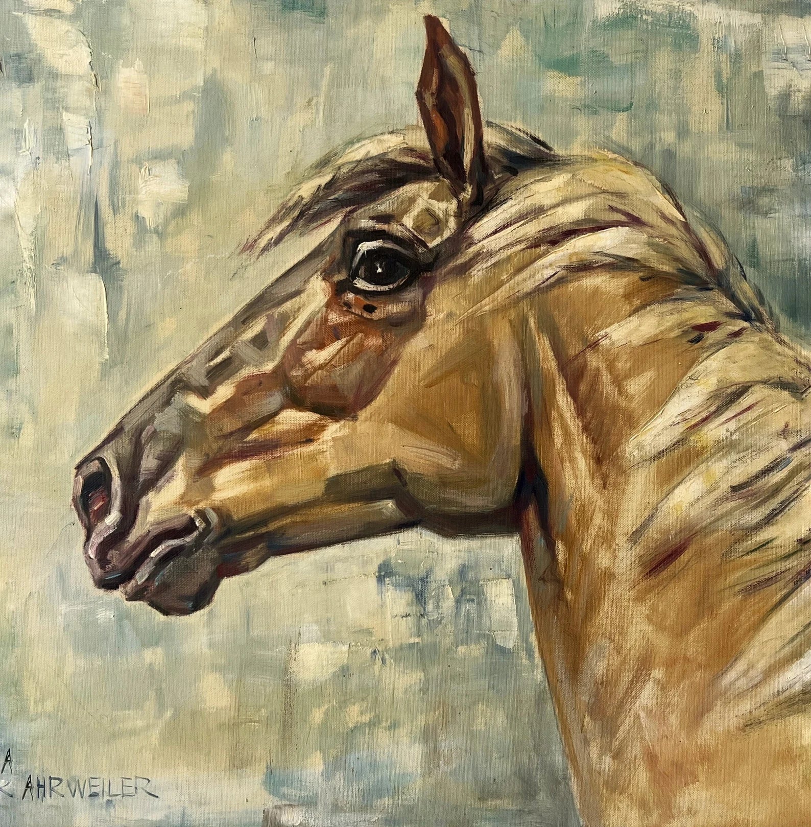 Mid-Century Horse Oil Painting by Willy P. Ahrweiler (1905–1987), Signed, Framed