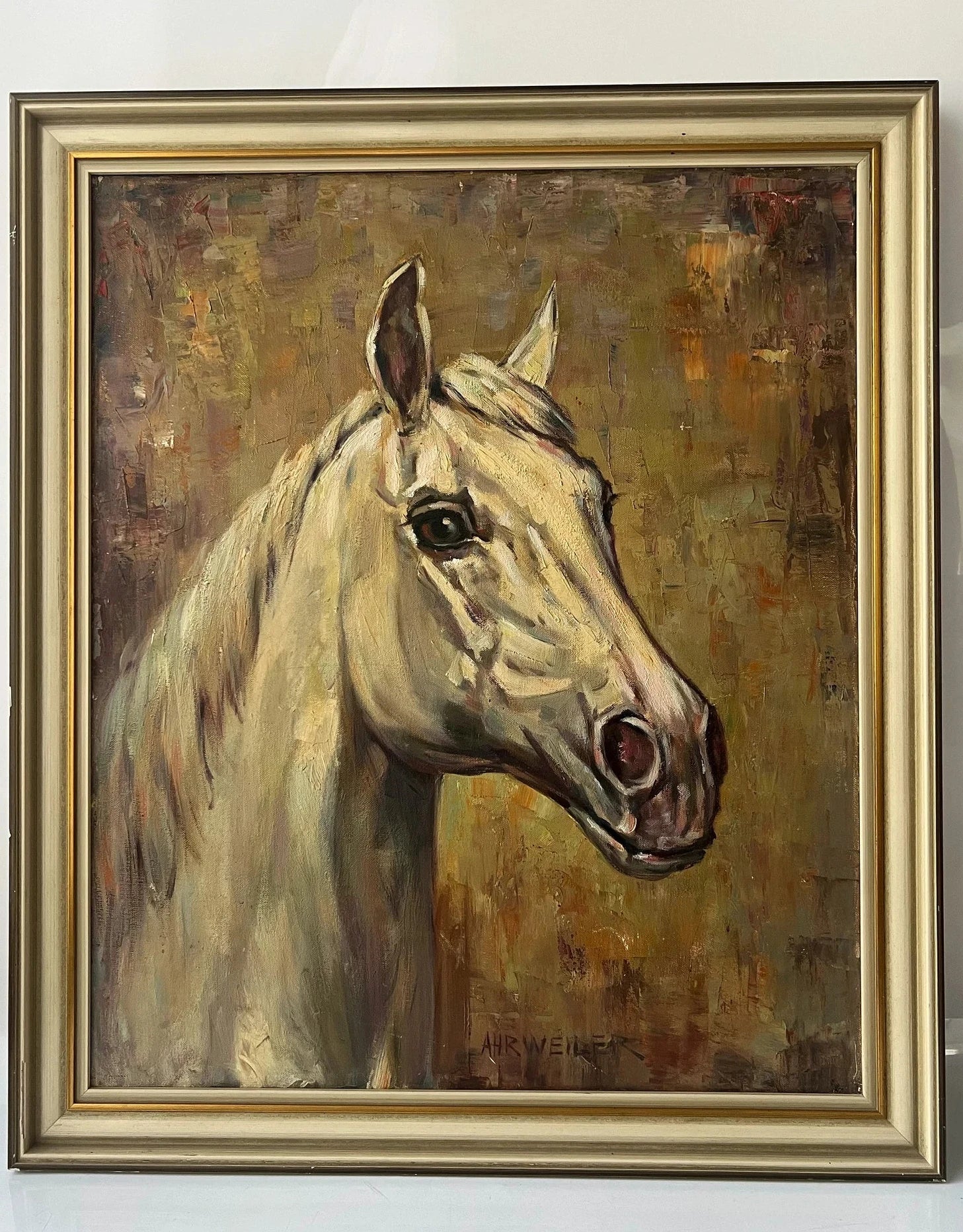 Mid-Century Horse Oil Painting by Willy P. Ahrweiler (1905–1987), Signed, Framed