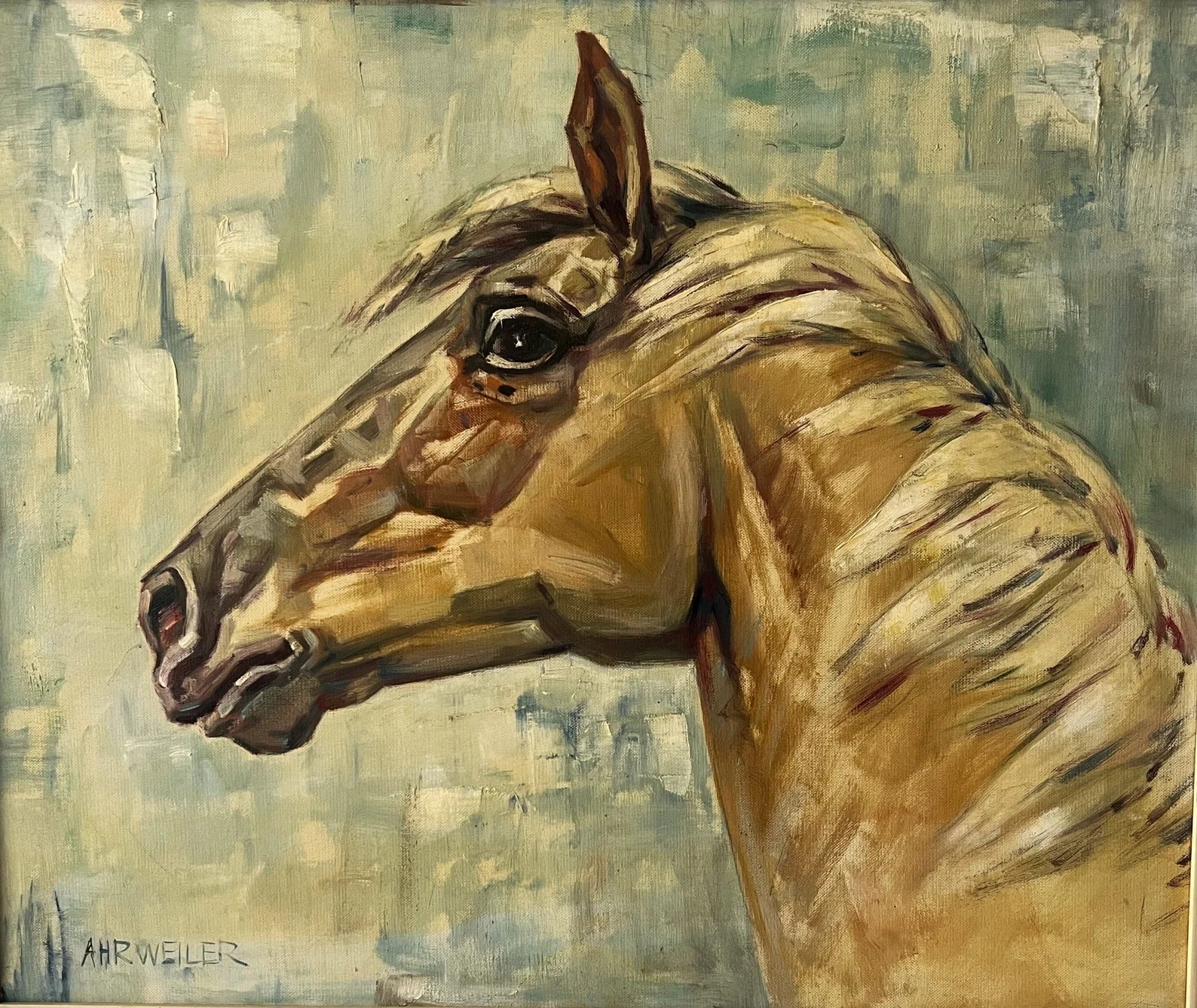 Mid-Century Horse Oil Painting by Willy P. Ahrweiler (1905–1987), Signed, Framed