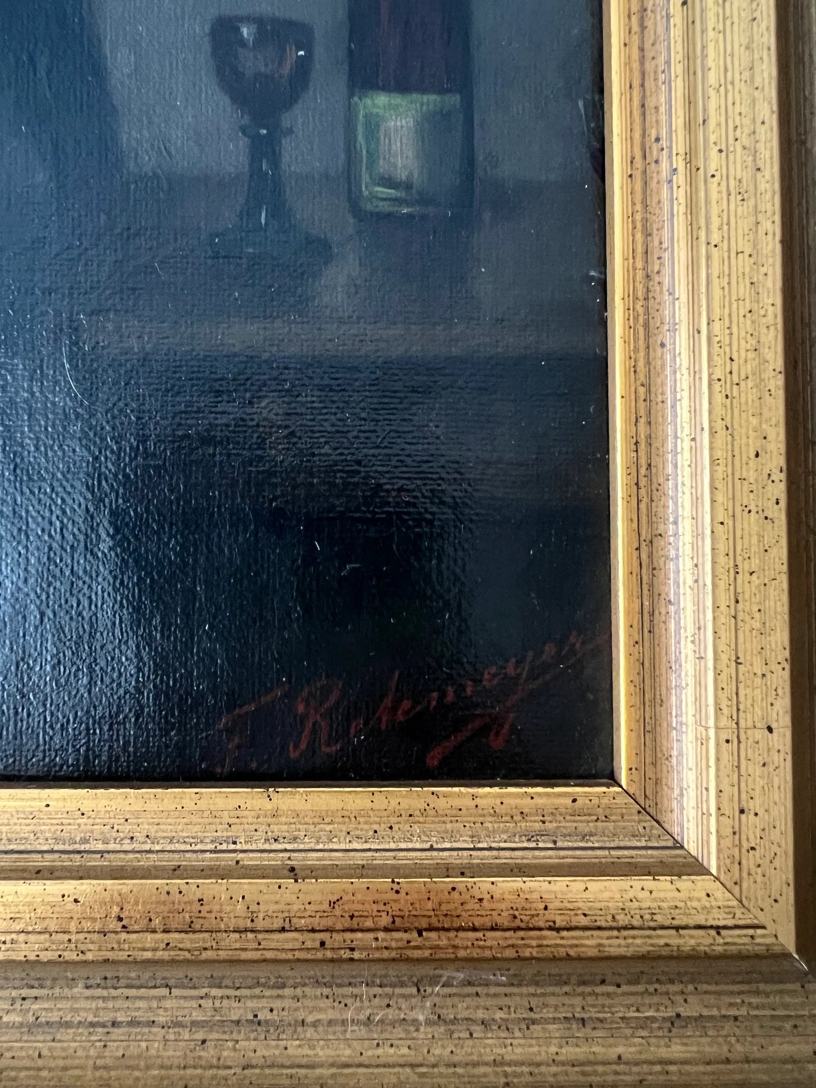 Antique Oil Painting: German Portrait of a Lady with Wine Glass by Fanny Retemeyer