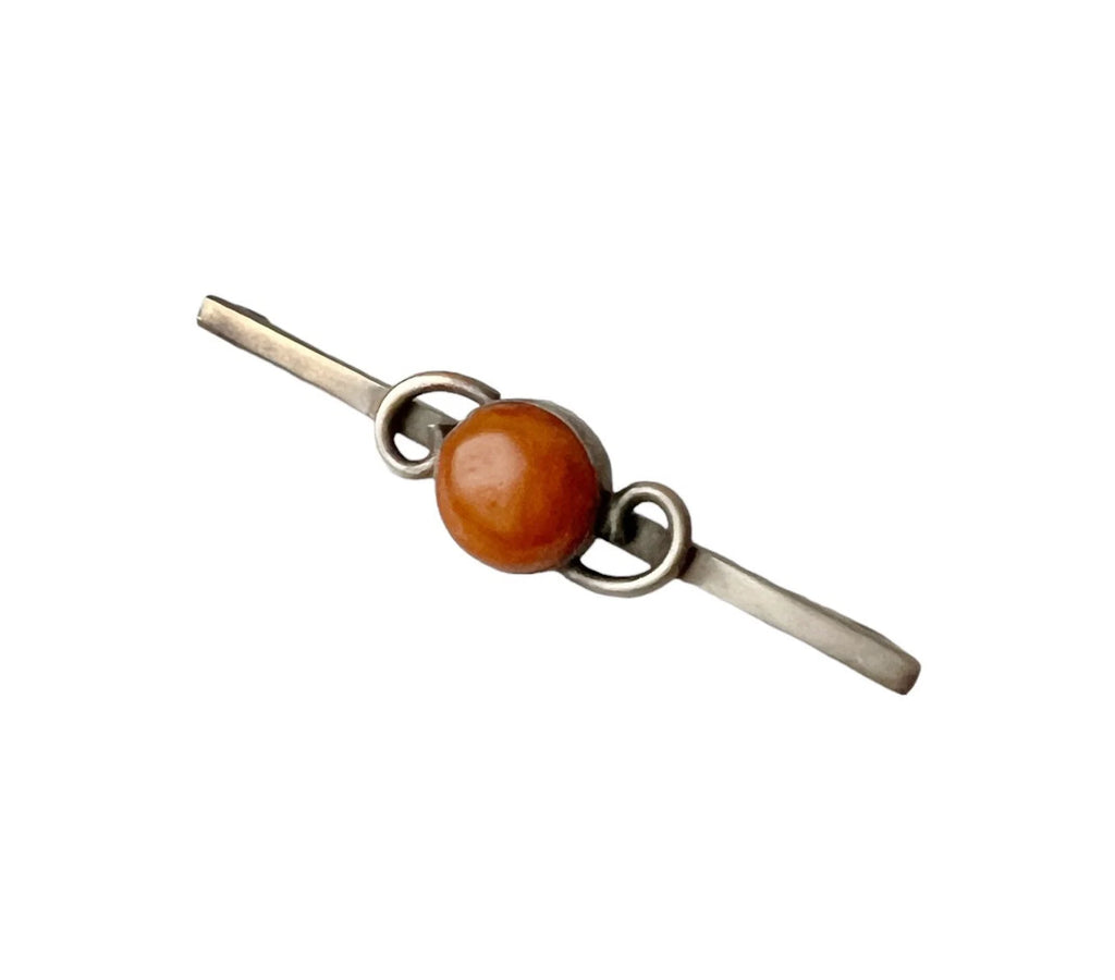 Vintage Art Nouveau  Amber Bar Brooch.