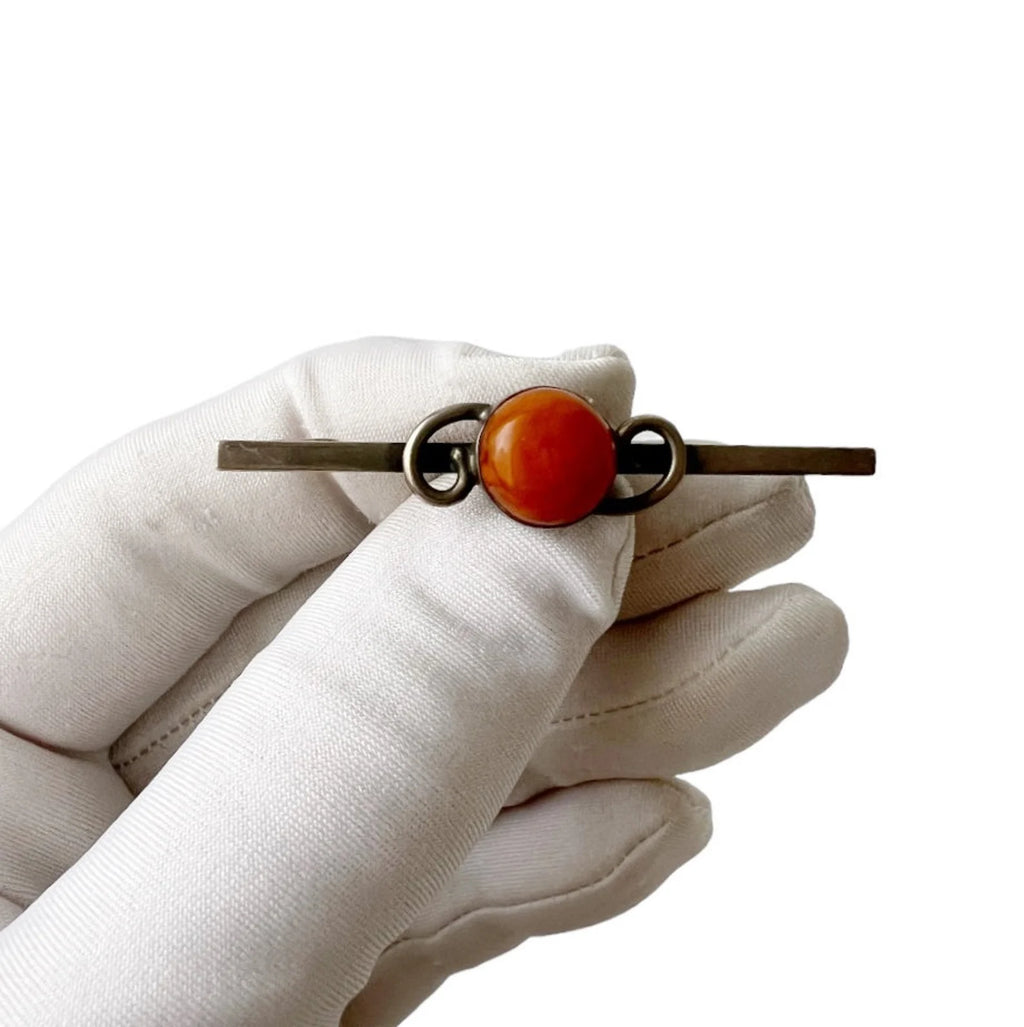 Vintage Art Nouveau  Amber Bar Brooch.