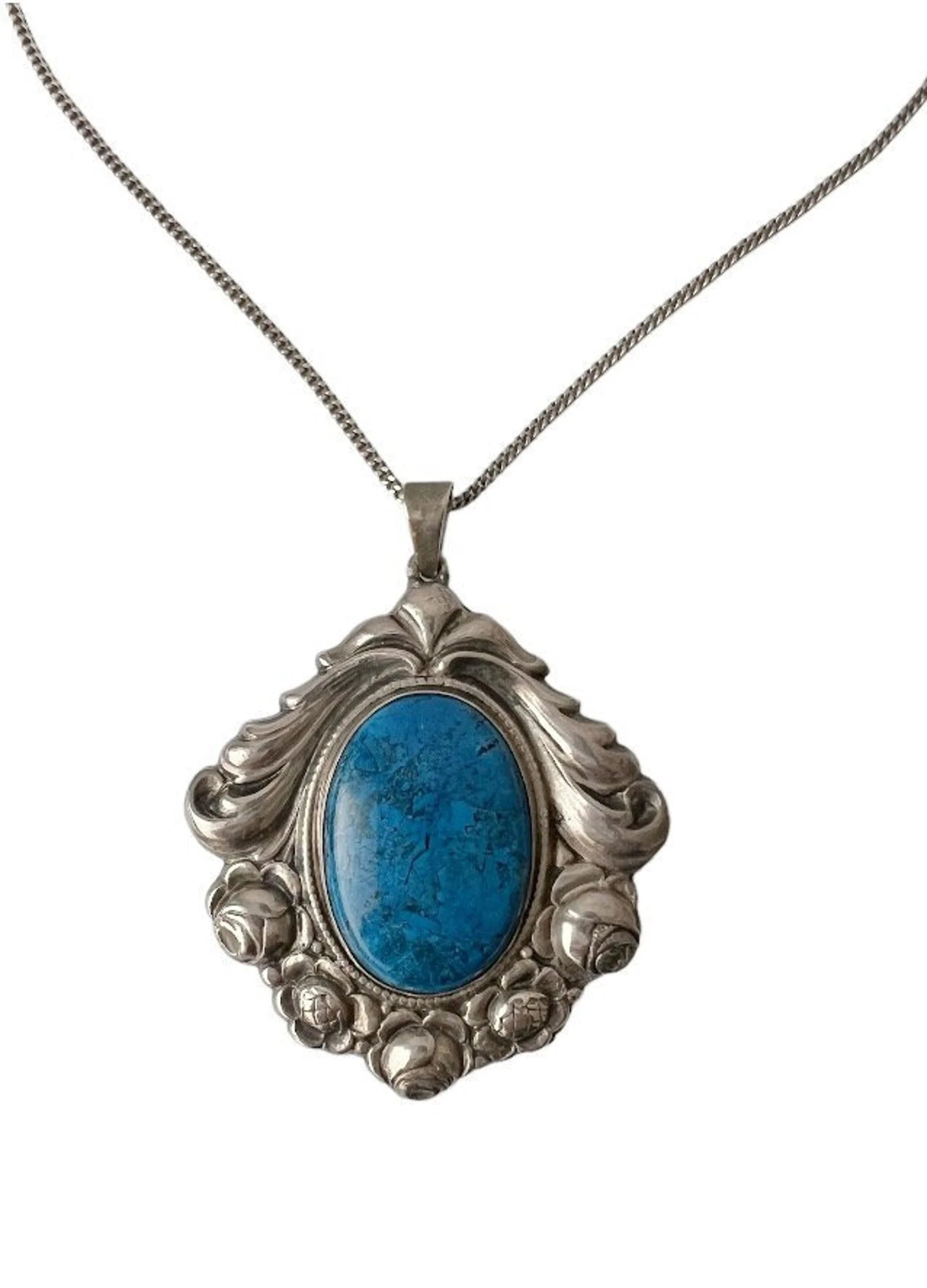 Antique Art Nouveau  Silver Chalcedony.