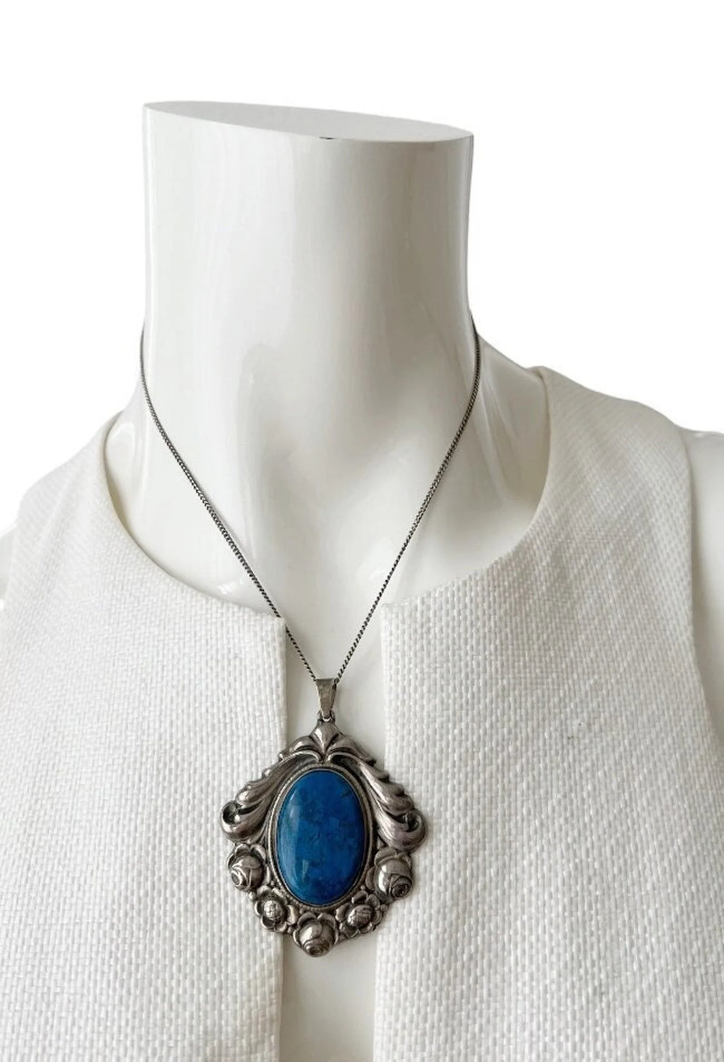 Antique Art Nouveau  Silver Chalcedony.