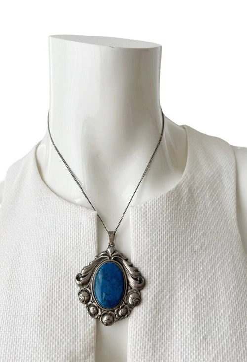 Antique Art Nouveau  Silver Chalcedony.