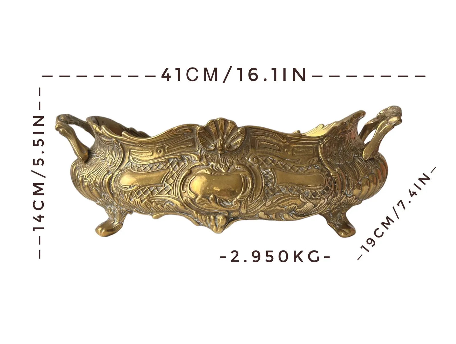 Large French Art Nouveau Brass Jardinière with Removable Liner, Vintage Planter