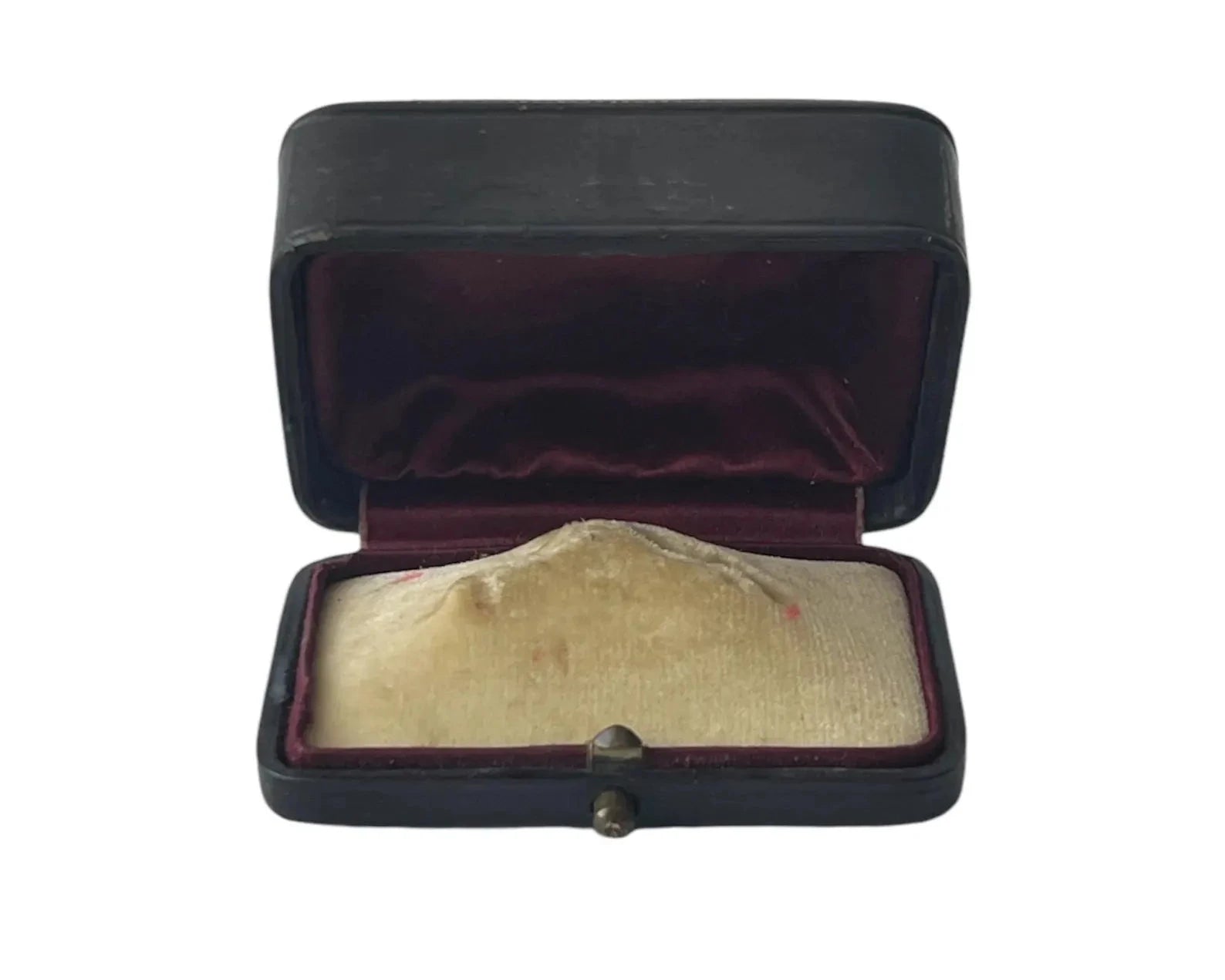 Antique Victorian Leather Jewellery Box Presentation Case Burgundy Velvet Lined
