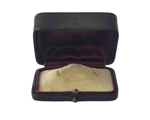 Antique Victorian Leather Jewellery Box Presentation Case Burgundy Velvet Lined